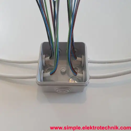 surface-mounted junction box cables stripped simple electrical engineering