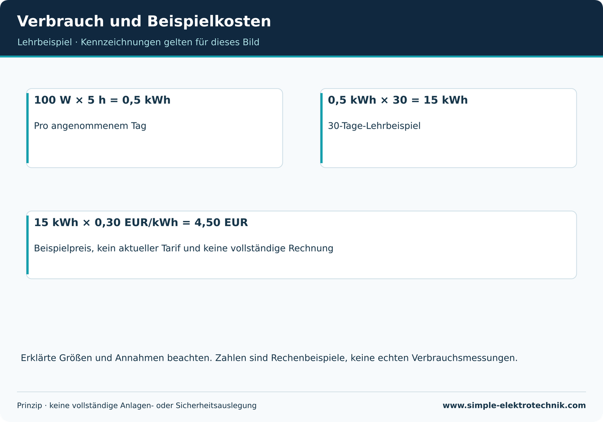 Verbrauch und Beispielkosten 30-Tage-Rechnung mit ausdrücklich angenommenem Preis.