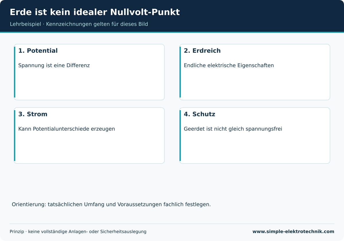 Erde ist kein idealer Nullvolt-Punkt Keine universelle Nullvolt-Zusage durch einen Erder.