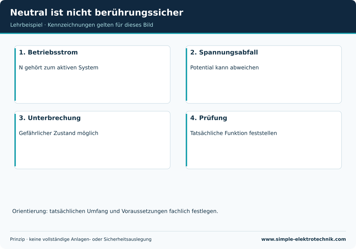 Neutral ist nicht berührungssicher Neutralleiterfunktion ist kein Spannungsfreiheitsnachweis.