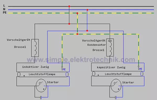 circuit diagram duo fluorescent lamp simple electrical engineering