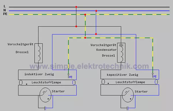 schaltung duo leuchtstofflampe simple elektrotechnik