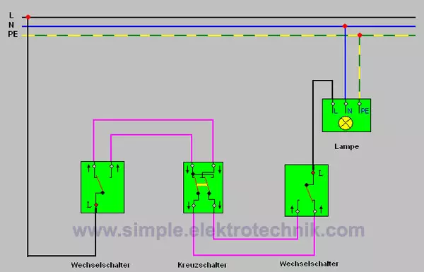 schaltung kreuzschaltung simple elektrotechnik