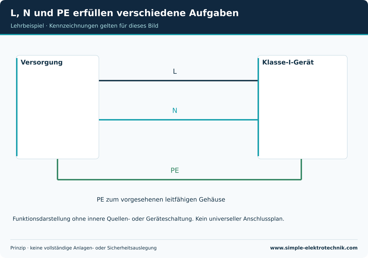 Funktionsbild mit Schutzverbindung zum vorgesehenen Gehäuse.