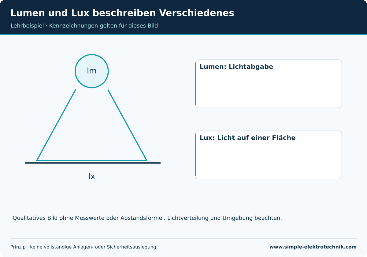 Lichtabgabe und auf eine Fläche einfallendes Licht unterscheiden.