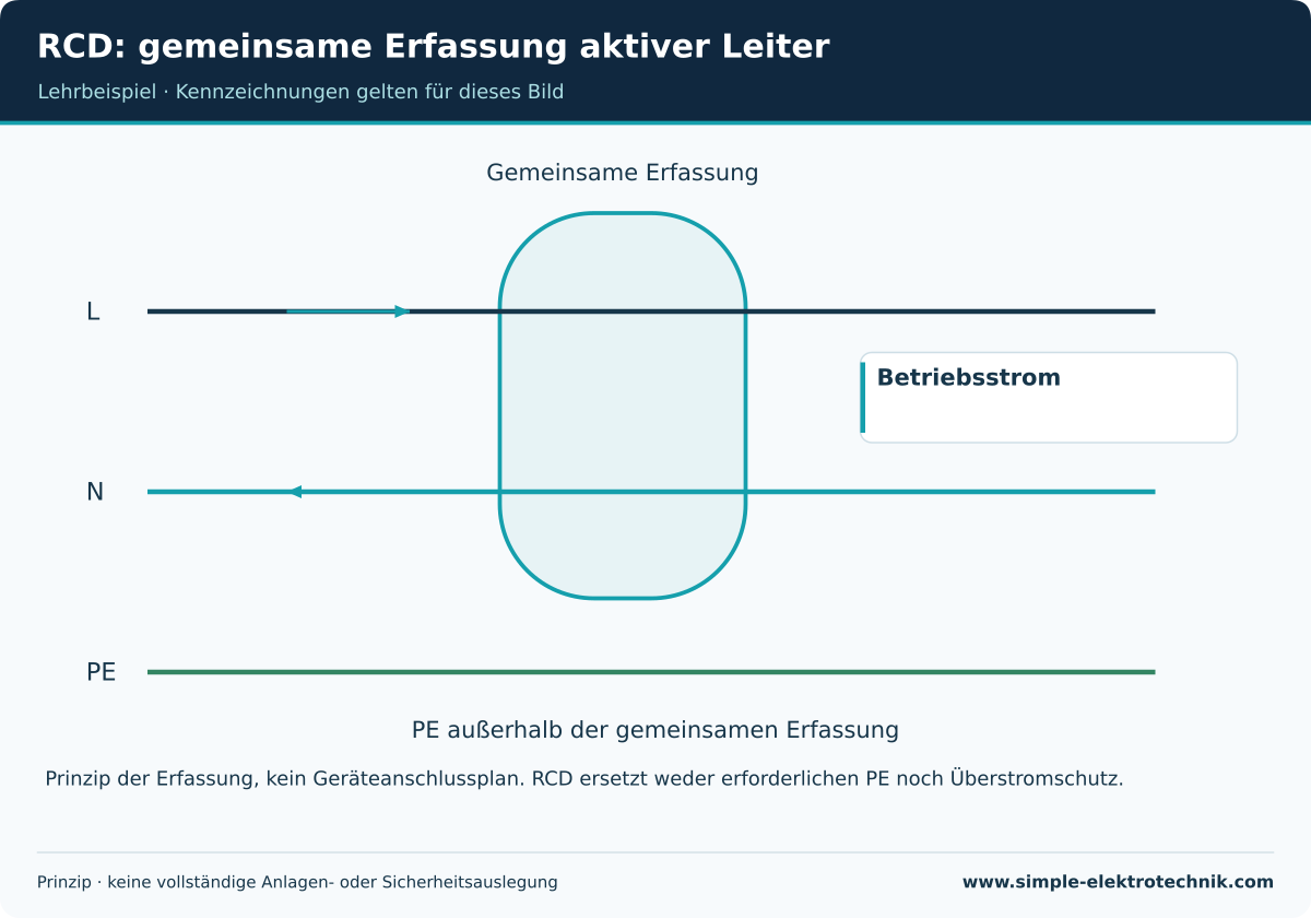 Prinzip: PE außerhalb der gemeinsamen Erfassung der aktiven Leiter.