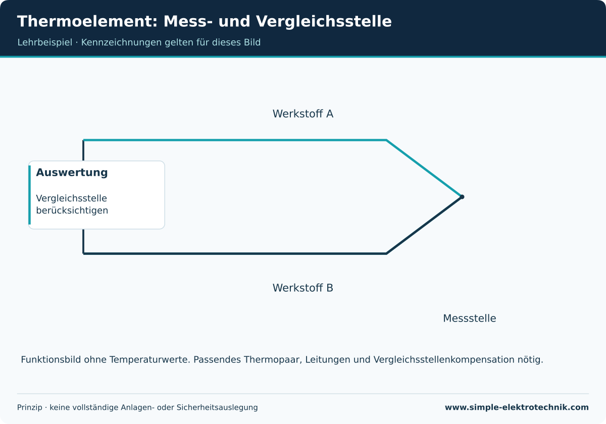 Thermoelektrisches Funktionsprinzip, kein vollständiger Messaufbau.