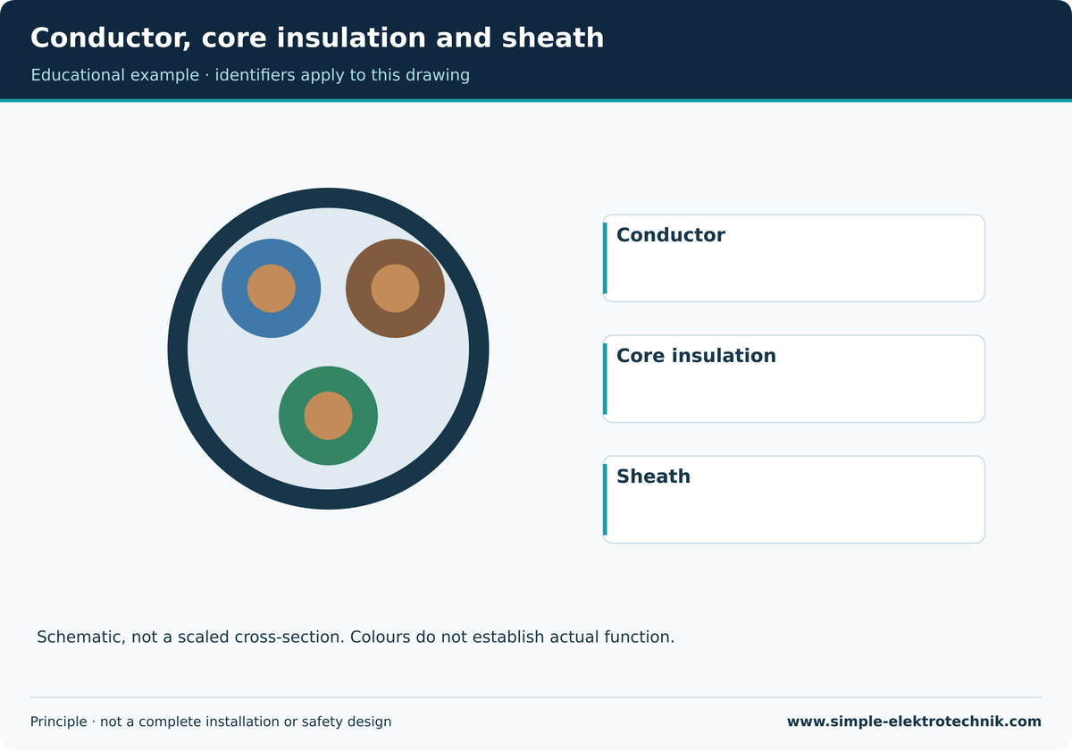 Conductor, core insulation and sheath Construction principle, not a scaled product drawing.