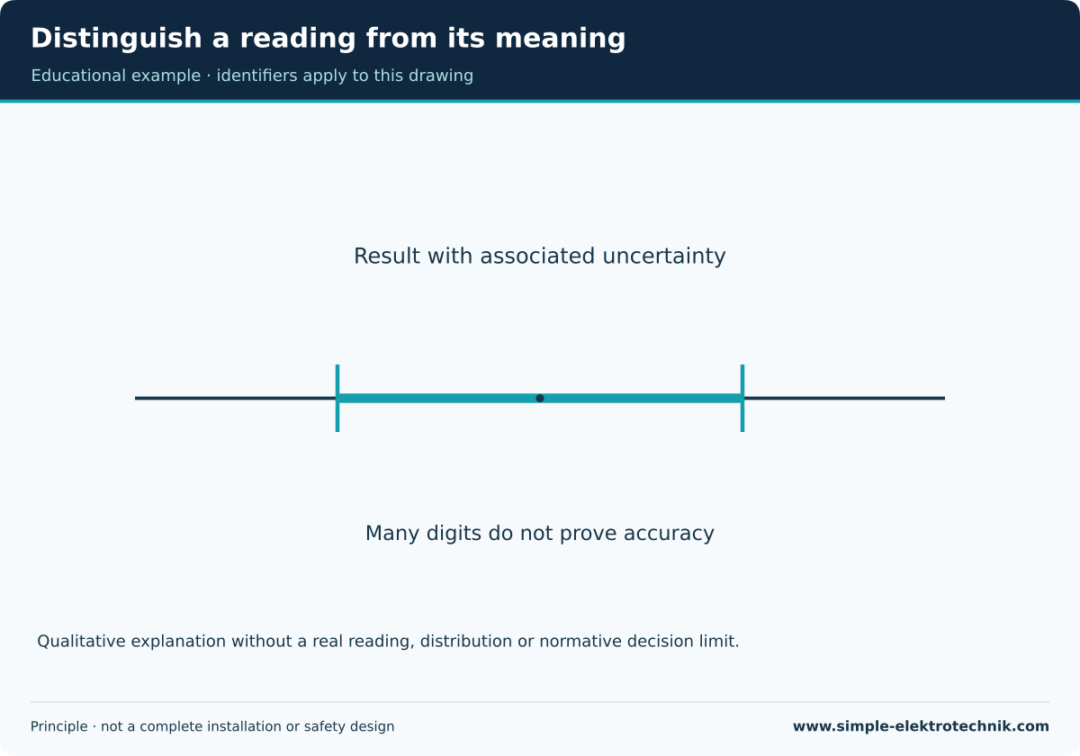 Distinguish a reading from its meaning Symbolic uncertainty illustration without actual measurement data.