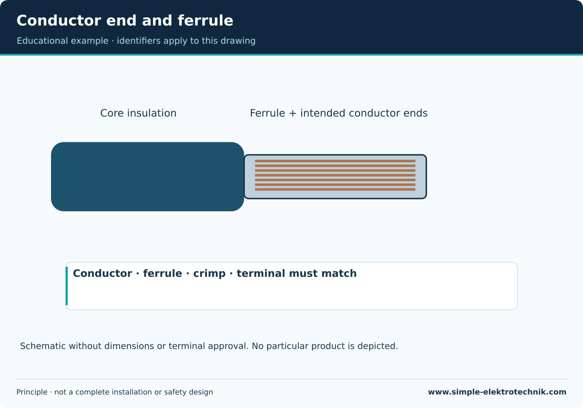 Conductor end and ferrule Schematic construction only; matching dimensions and product approval required.
