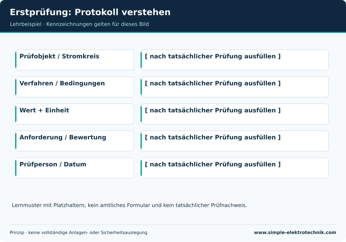 Lehrdarstellung: Erstprüfung: Protokoll verstehen. Grenzen und Voraussetzungen im zugehörigen Text beachten.