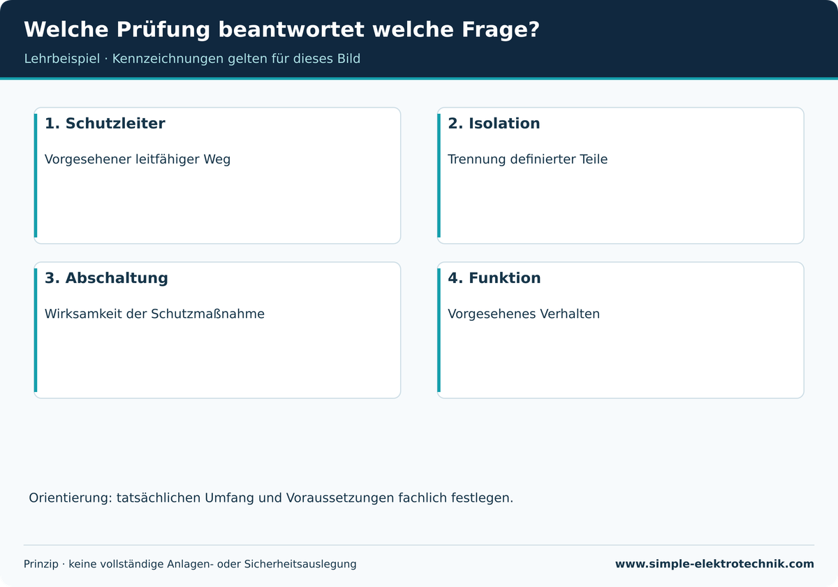 Lehrdarstellung: Welche Prüfung beantwortet welche Frage?. Grenzen und Voraussetzungen im zugehörigen Text beachten.