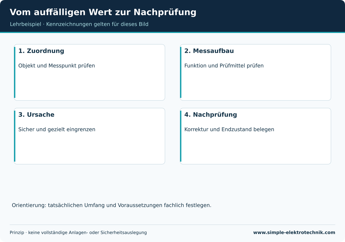 Vom auffälligen Wert zur Nachprüfung Beobachtung, bestätigte Ursache und Nachprüfung getrennt dokumentieren.