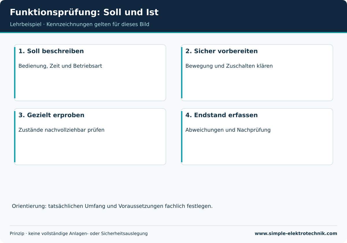 Funktionsprüfung: Soll und Ist Eine normale Funktionsprobe ersetzt keine Validierung sicherheitsbezogener Maschinenfunktionen.