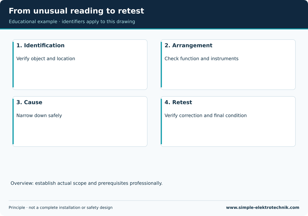 From unusual reading to retest Record observation, confirmed cause and retest separately.