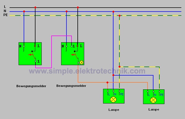 schaltung bewegungsmelder 2 fach simple elektrotechnik