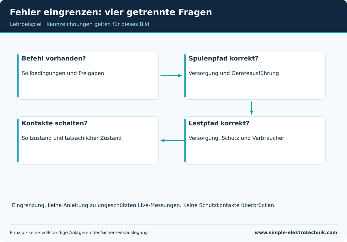 Fehler eingrenzen: vier getrennte Fragen Fehler eingrenzen: vier getrennte Fragen
